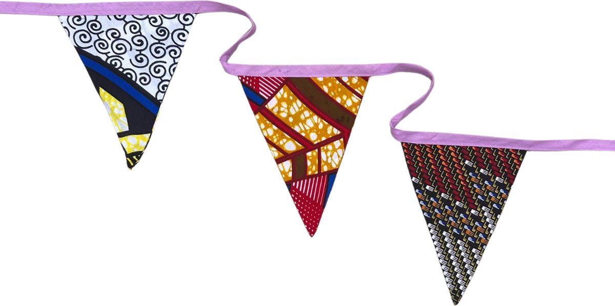 Stoffen slingers | Lila lint | Herbruikbare slingers | Goed doel | Duurzaam cadeau | Vlaggenlijn | Slingers verjaardag